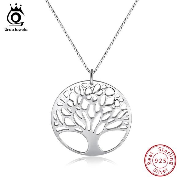 

orsa jewels real 925 sterling silver women necklaces perfect polished exquisite tree of life pendant fashion female jewelry sn90