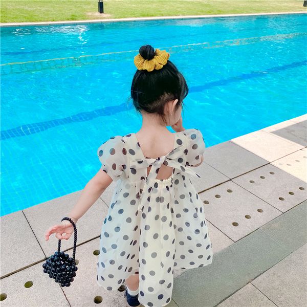 

2020 summer new arrival girls fashion dot dress kids princess dresses girl dresses, Red;yellow
