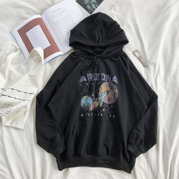

women's harajuku sweatshirts vintage print black pullover o-neck casual hoodie sweatshirt women 2019 autumn female hoodies