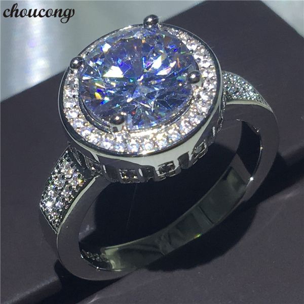 Choucong Fine Big Stone Promise Finger Ring 925 Sterling Silver 5ct Diamond cz Fedi nuziali di fidanzamento Anelli per gioielli da donna