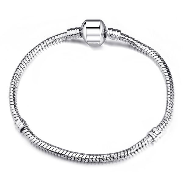 

authentic silver color snake chain fine bracelet fit european charm bracelet for women diy jewelry making, Black