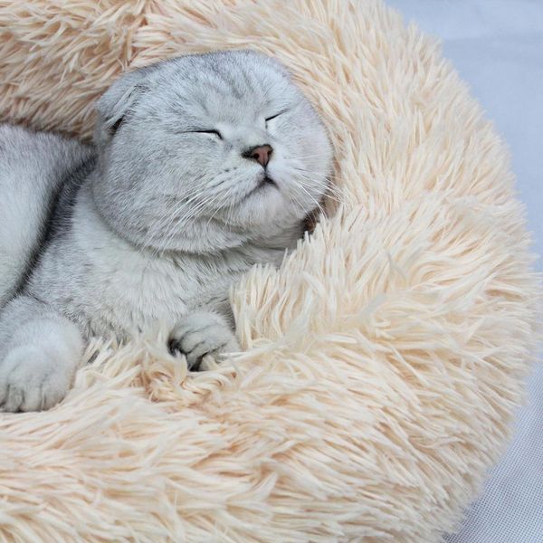 

cats dog puppy warm round plush soft cushion mat pet sleeping bed house nests nice