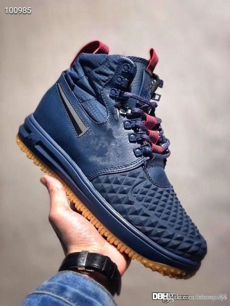 

new lf1 fashion lunar duckboot mens hight boots leather waterproof sneakers women mens af-1 designer chaussures running shoes 36-46, Black