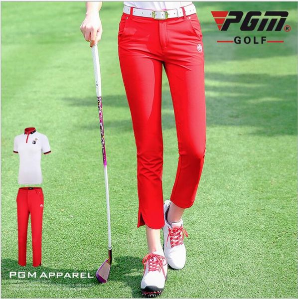

2019 new pgm ladies golf pants women's comfortable breathable sportswear summer sports high-elastic slim red capris pants, Gary;green