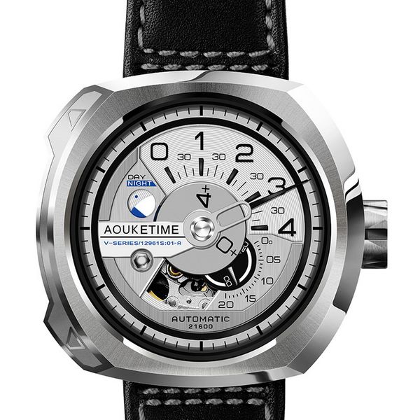 

men wrist watch,mens automatic watches aouke wristwatch waterproof self wind mechanical reloj hombre fashion, Slivery;brown