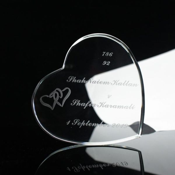 

fast delivery 5-7 days arrive 50 pcs custom engraving crystal glass heart shape paperweight personality wedding gifts for guest