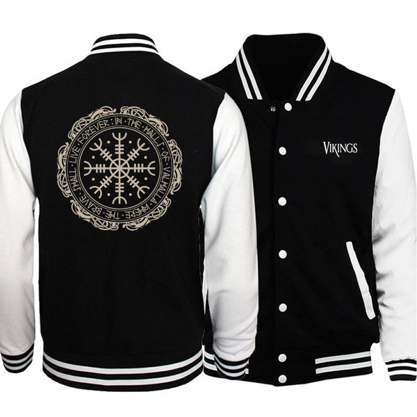 

classic viking valhalla odin baseball uniform men fashion print men baseball jacket autumn preppy style coat harajuku streetwear, Black;brown