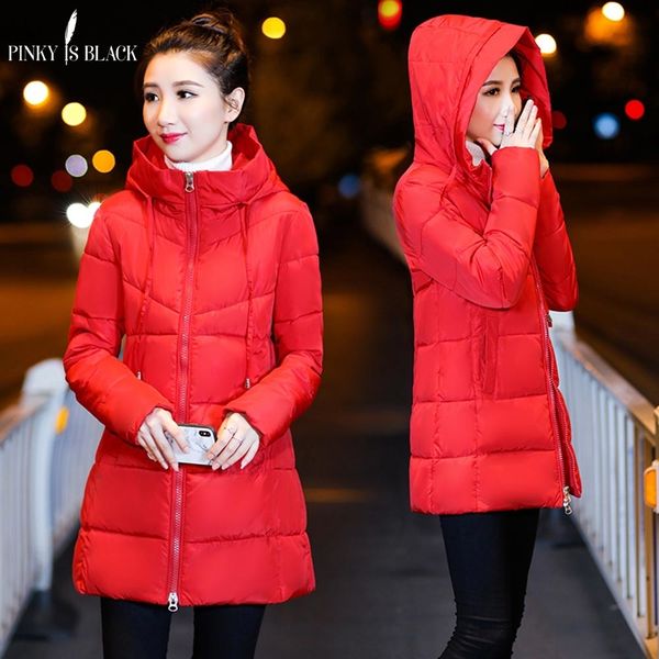 

pinkyisblack winter jacket women coats hooded female long parkas thicken hooded down cotton padded lining winter coat women 2018 y190926, Black;white