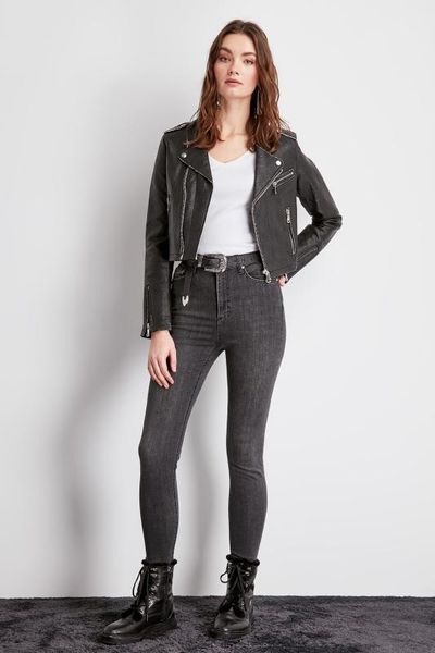 

trendyol high waist skinny jeans twoss20je0098, Blue