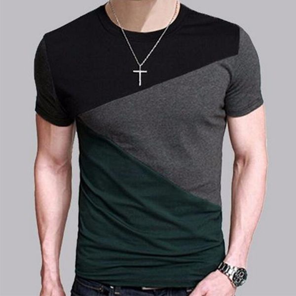 

brand 2019 male short sleeve t shirt o-neck men t-shirt hip-hop simple splicing tee shirt homme t shirts 3xl dunv, White;black