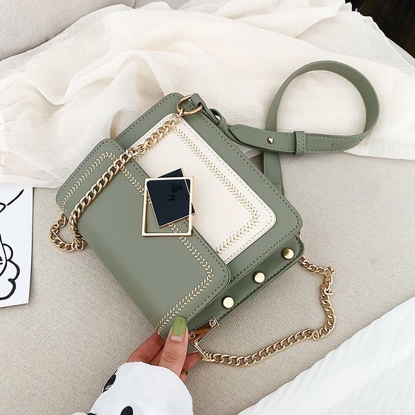 

small fresh satchel bag woman 2019 tide texture single shoulder chain oblique