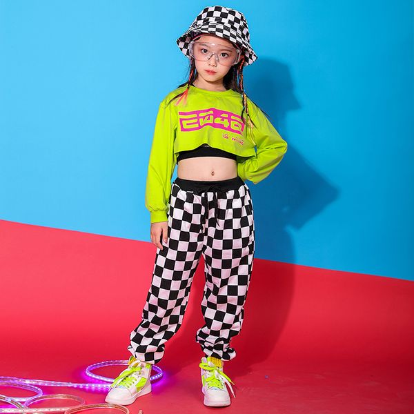 

children's hip hop kids girls' clothing jazz dance show wear stage clothes suit street outfit fashion performance costume 3226, Black;red