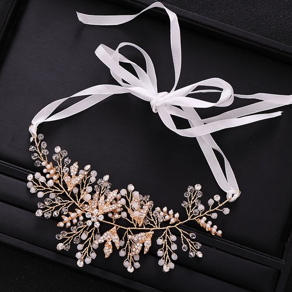 

vintage handmad gold crystal pearl bridal headbands wedding headpiece flower hair ornament hair jewelry wedding hair accessories, Slivery;golden