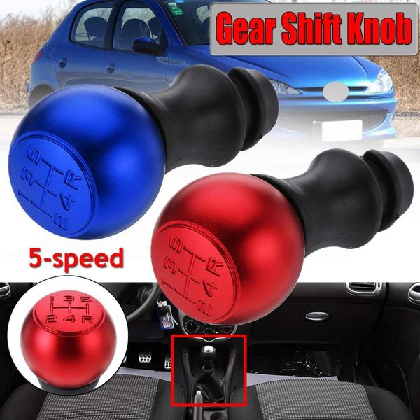 

new for gearshift knob blue / red 5 speed car gear shift knob for 106 206 207 307 308 406 408 aluminum alloy