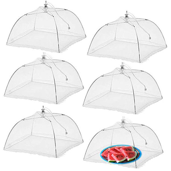 

foldable household food umbrella washable mesh food lid picnic barbecue party anti fly mosquito net tent kitchen gadgets