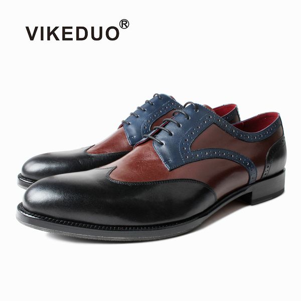 

vikeduo 2019 new autumn and winter men's leather kangaroo shoes bronze green wedding dress office men's shoes, Black