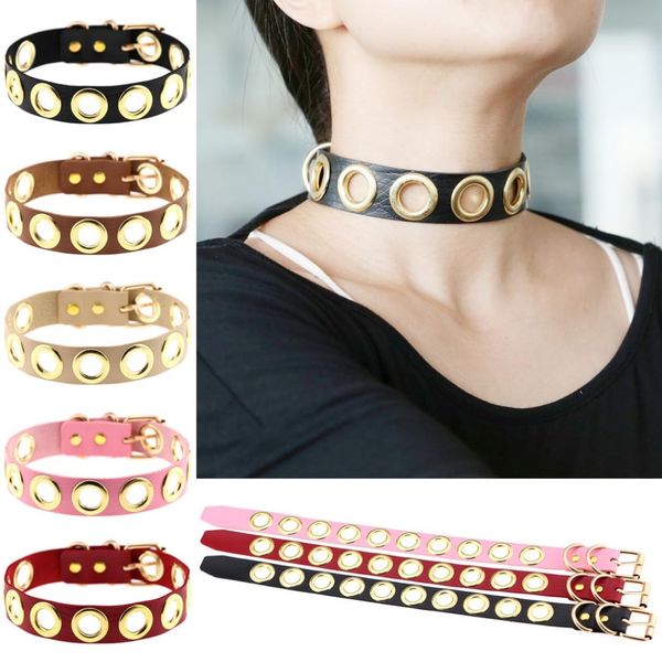 

new punk exaggerated simple all-match handmade choker beam neck necklace metal circular hole fashion neck jewelry gift, Silver