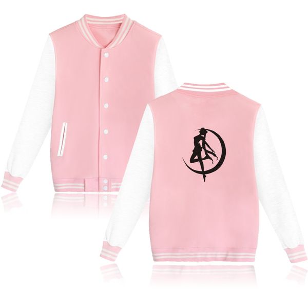 

baseball jackets sailor moon women men cardigan jackets young girl fashion print cotton female spring autumn top, Black;brown