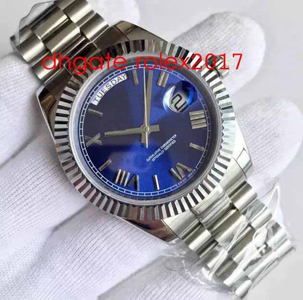 

mens ew factory cal.3255 luxury mens watch 40mm day-date ii 218206 218235 218239 blue roman president automatic men's watches, Slivery;brown