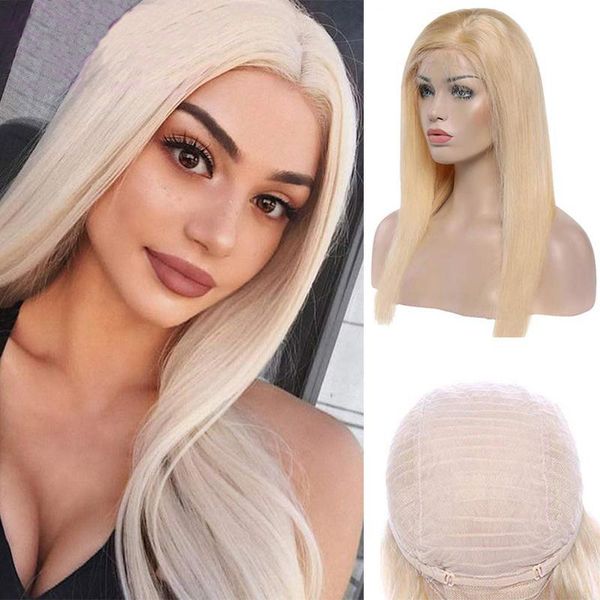 

613 blonde полный шнурок человеческих волос парики 613 blonde lace фронтальная человеческих волос парики бразильская богородица прямые волос, Black;brown