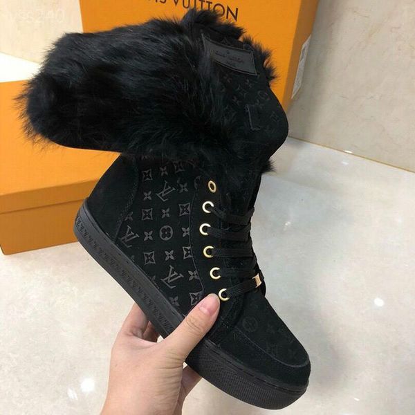 

snow boots female 2019 new multicolor wild short tube thick bottom plus velvet winter thick fur lace-up short boots cotton shoes, Black