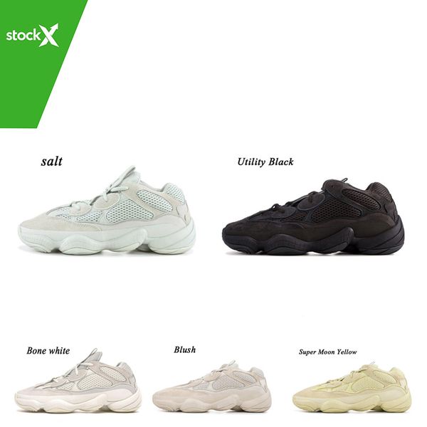 

stock x soft vision stone desert rat 500 kanye west running shoes bone white utility black salt super moon yellow men women designer