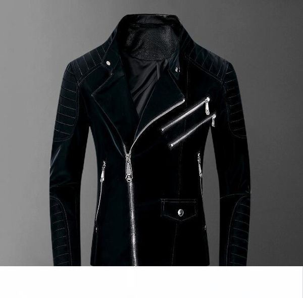 

2020 fashion men's faux leather jacket hip hop casual jacket men's fashion luxury motorcycle luxury jacket#a06, Black