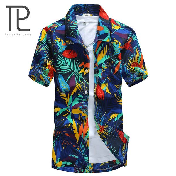 

tailor pal love 2019 summer hawaiian shirt men casual short sleeve mens beach shirts floral printing, White;black