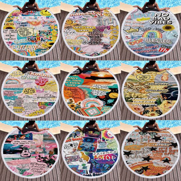 

tourism tassel round bath towel beach towel colorful microfibre travel compressed shower bathroom towels bath towels for adults blanket