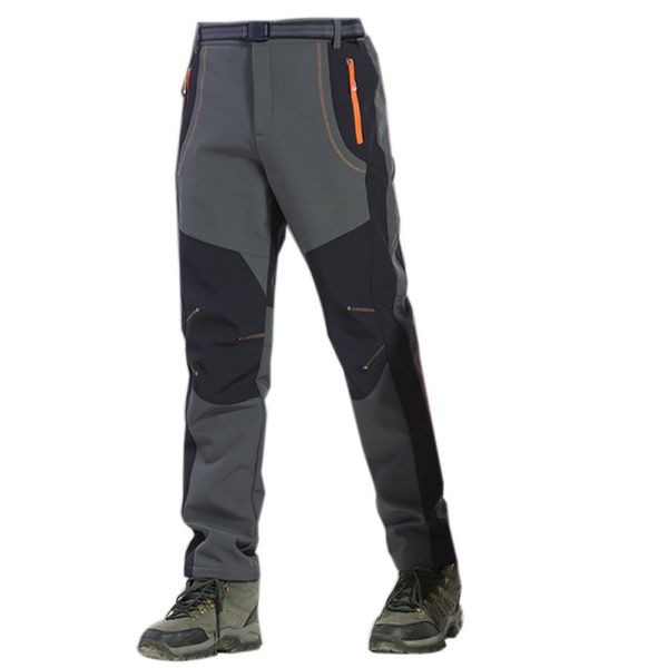 

male outdoor windproof waterproof softshell fleece snow pants hiking camping hiking pants thermal autumn winter trousers new, Black;green