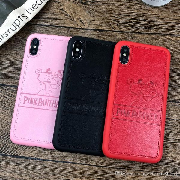 

wholesale fashion brand case for iphone 5s 6s 7 8 plus soft tpu leather cases hard shell pink panther back cover for iphone x