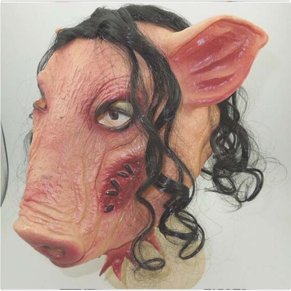 

horror role halloween mask full face saw pig head scary mask costume party cosplay props masquerade mascara terror masker latex