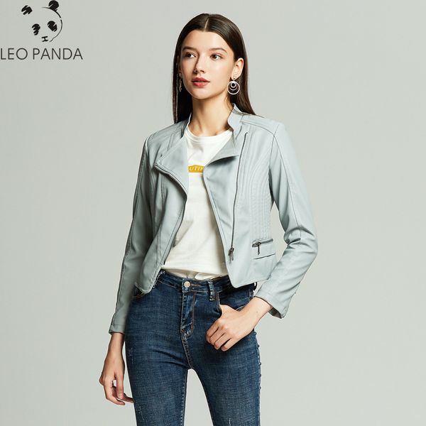 

fashion 2019 pu leather jacket women soft faux leather coat short slim motorcycle jackets new spring autumn plus size clothes, Black