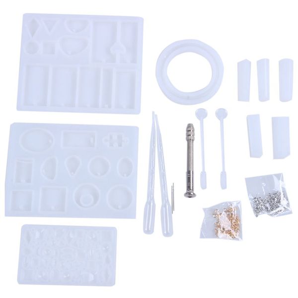 

62 pcs diy bracelet pendant jewelry casting molds, silicone resin jewelry molds set diy making tool crafting pendant earrings ma