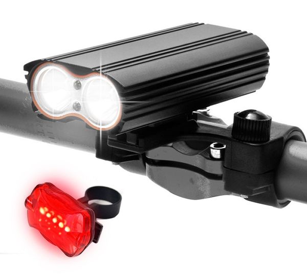 

bicycle front light usb rechargeable t6 led bike headlight flashlight torch cycling lamp with safety taillight bike accessories
