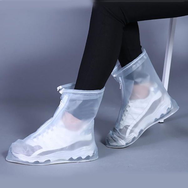 

1 pair pvc shoes cover reusable waterproof anti dust rain boots outdoor non slip thick shoes protection shoe covers, White;pink