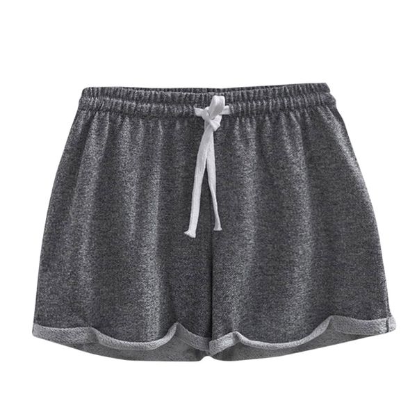

summer women's sports shorts casual polyester mid high waist solid home shorts trousers bow drawstring femme ing, White;black