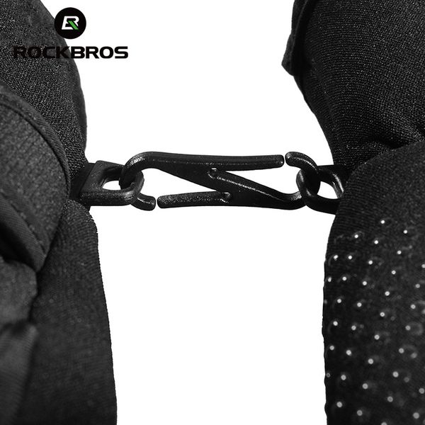 

rockbros winter windproof cycling gloves fleece keep warm bicycle glove ultra-thick silica gel anti-slip anti-shock bike gloves, Black