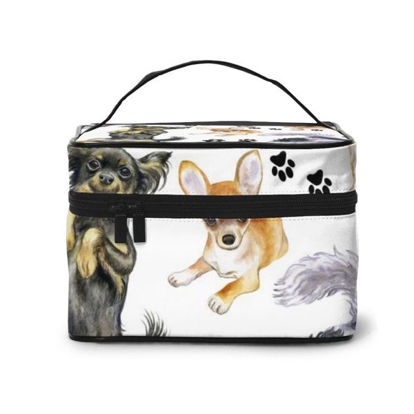 

2020 women makeup bag cosmetic bag thoroughbred dogs and canine footprints ladies beauty case cosmetics organizer toiletry