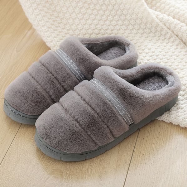 

home slippers plush winter men indoor shoes bedroom loves couple shoes home soft warm slippers lovely slides #yl5, Black