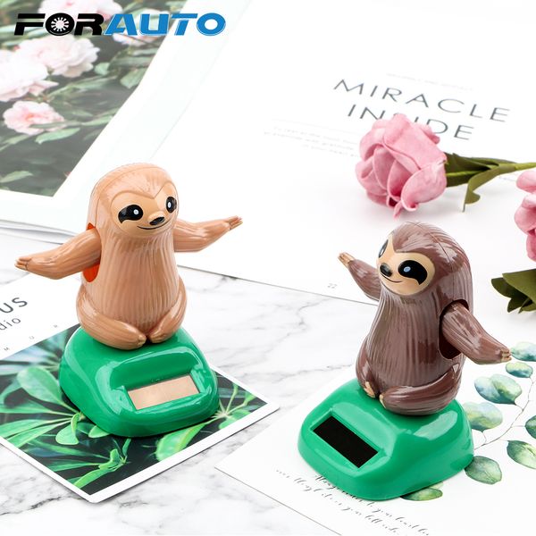 

forauto cute sloth shape car ornament dashboard decoration solar powered swinging dancing toy car styling auto accessories