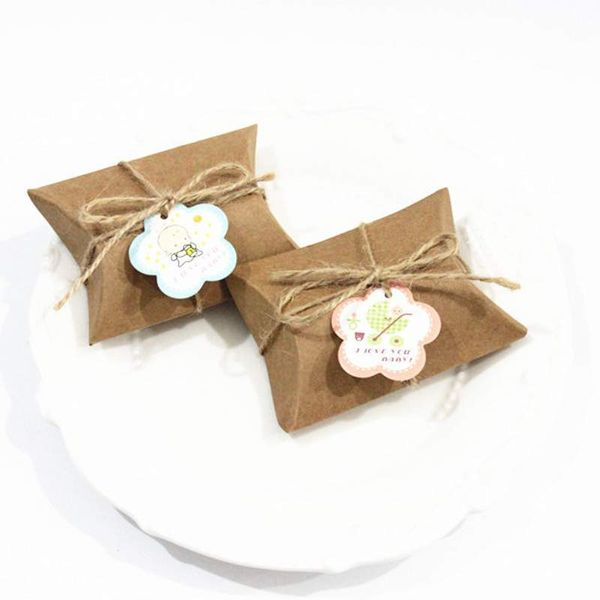 pouch Cookie Party Paper Candy Boxes Wedding Favors Pillow Shape Kraft Gift Bag