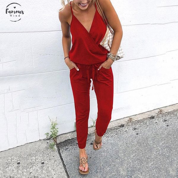 

cross criss polyester v-neck backless jumpsuit womens rompers summer sleeveless hollow out strap playsuit 2019 women overalls, Black;white