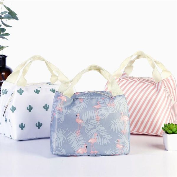 

new fresh insulation cold bales thermal oxford lunch bag waterproof convenient leisure bag cute flamingo tote picnic bags, Blue;pink