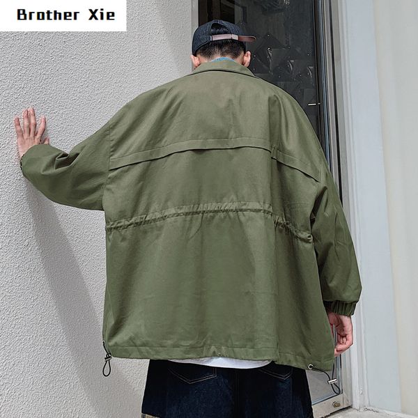 

осенняя новая куртка мужская мода шить хлопок повседневная поддельная куртка из двух частей человек уличная хип-хоп свободный бомбардировщик, Black;brown