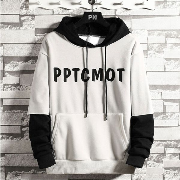 

pullover hoodies men new streetwear hip hop hoodie cotton casual fashion ctudent male trendy social clothing letter print, Black
