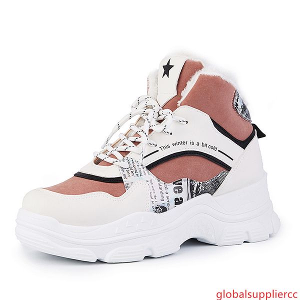 

new women s designer casual shoes fashion outdoor indoor universal thick bottom leather surface fluffy lining brown red casual sneakers