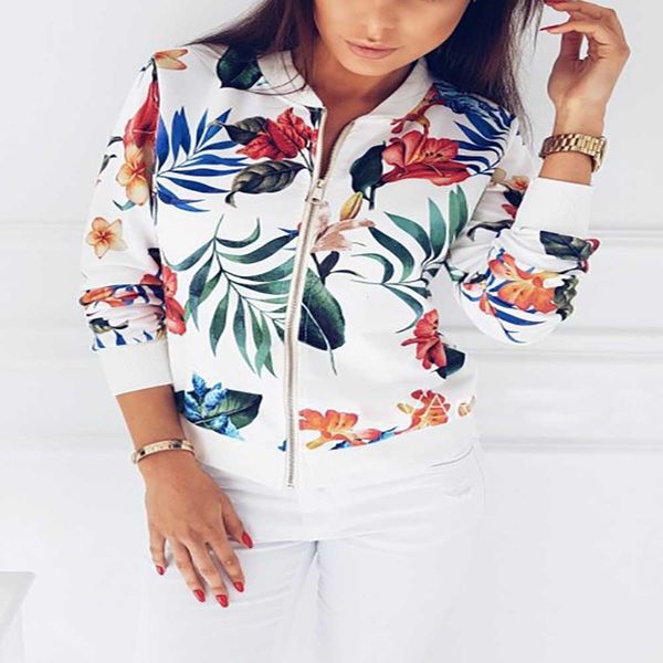 

wipalo 5xl big size women retro floral printed long sleeve zipper bomber short jackets autumn coat female biker outwear, Black;brown