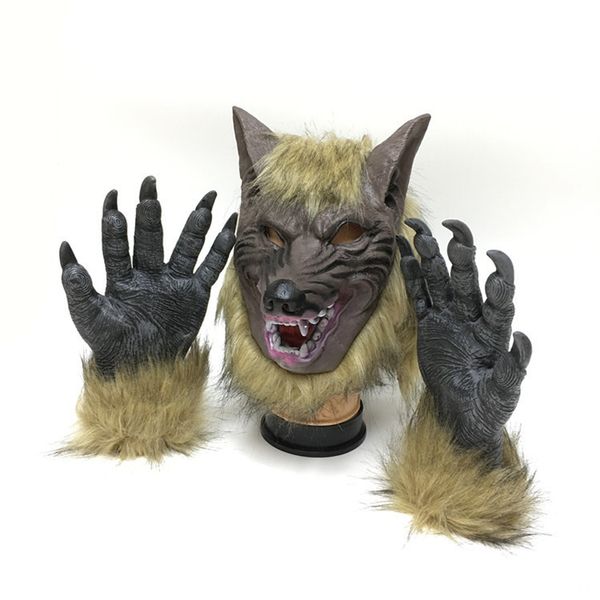 

full face wolf latex mask and wolf theater prank prop crazy masks halloween costume party masks