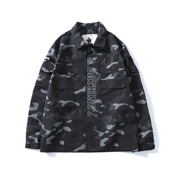 

designer new coat mens jacket fashion camouflage lapel neck long sleeved designer coat men brand coat, Black;brown